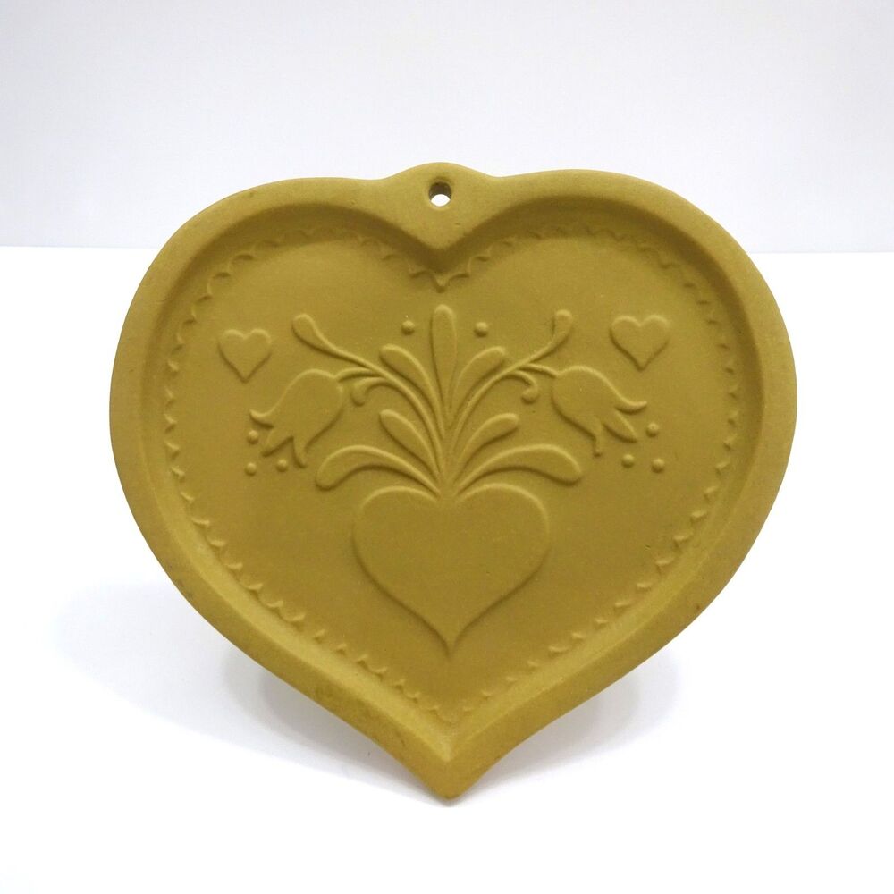 Brown Bag Cookie Art Vintage Heart Cookie Mold Folk Art Floral